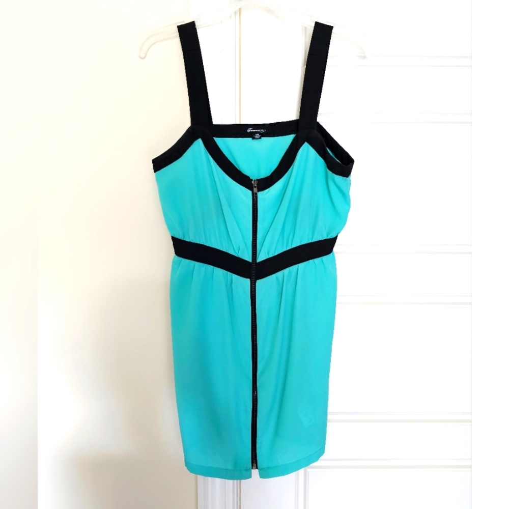 Forever 21 teal zip up tank dress
